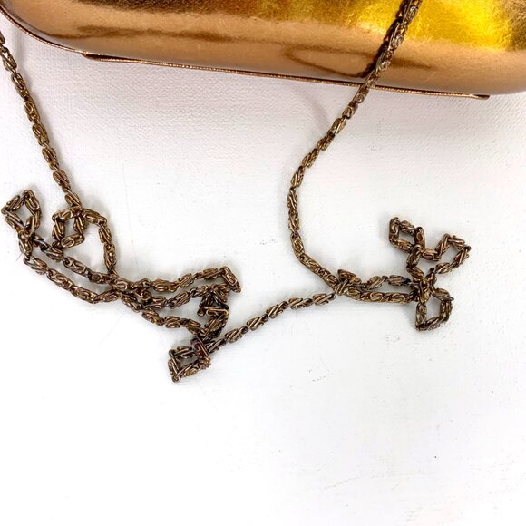 Vintage La Regale Rose Gold Clutch Hard Case Crossbody Chain Strap - Picture 4 of 16